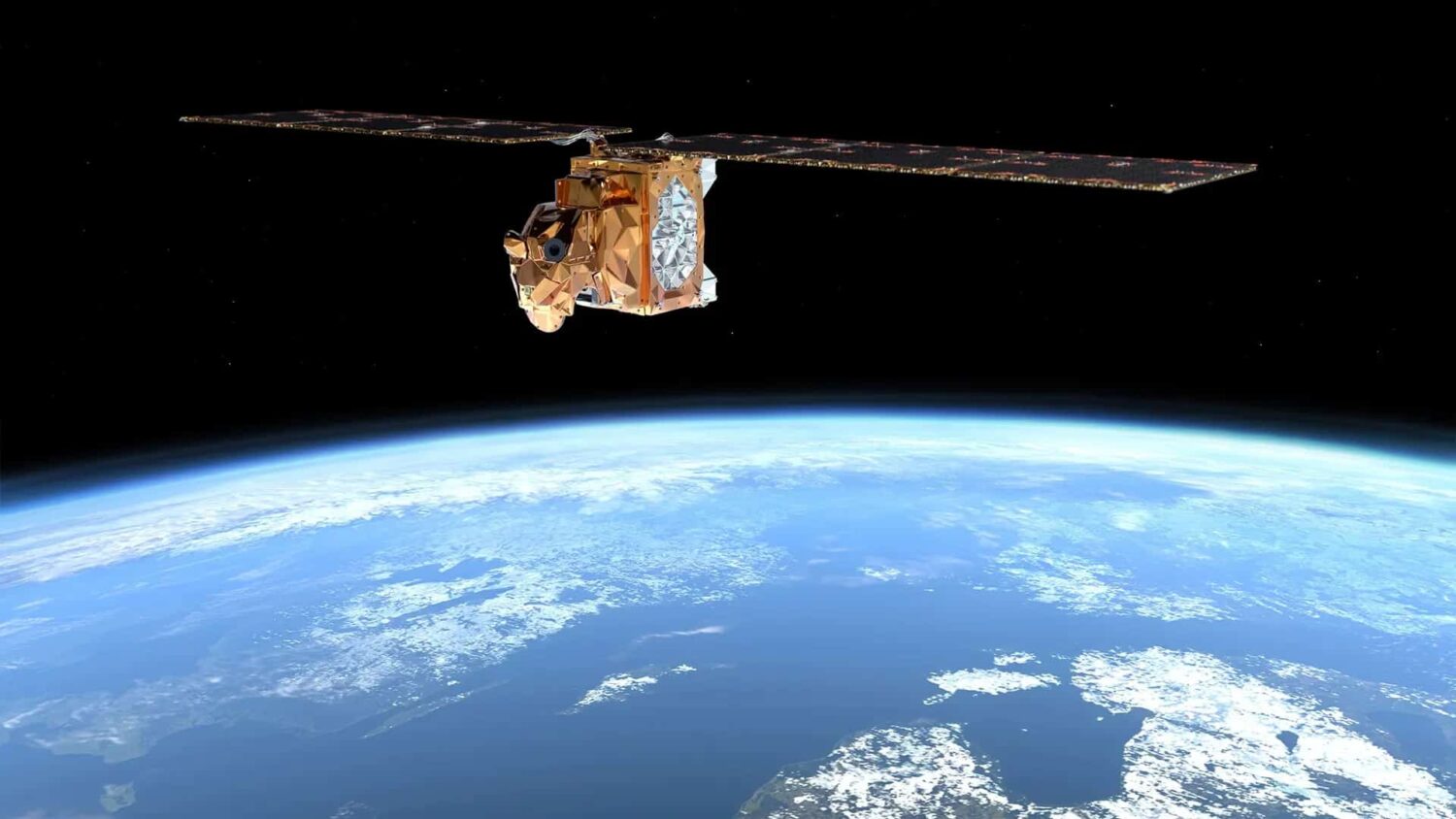 Arctic satellite in space above earth