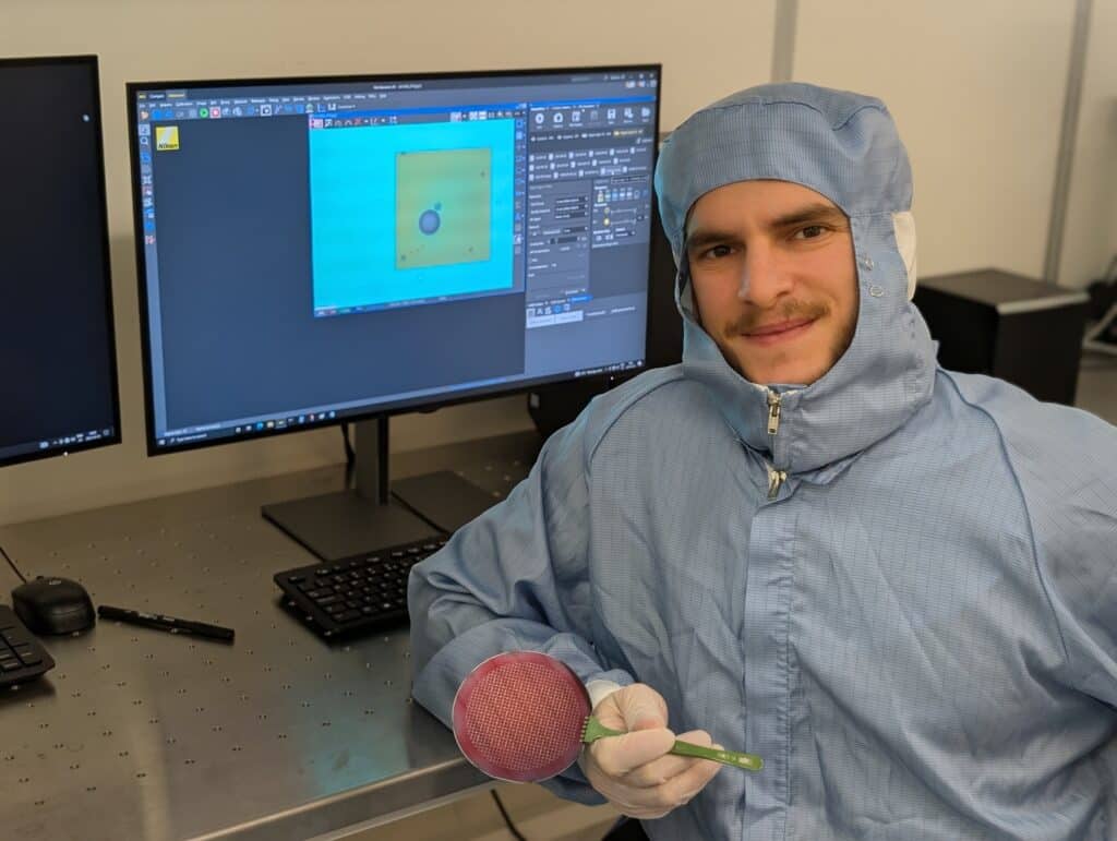 KTH PhD student Fabio De Ferrari pictured with samples from his research on DNA sensing. He believes this has potential to advance personalized medicine worldwide. Photo: Cecilia Aronsson