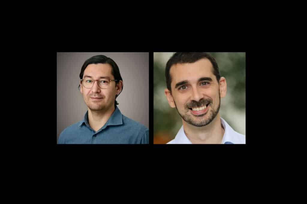 Portrait of two men: Victor Torres Company and Timur Shegai